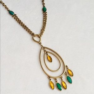 Green and Yellow teardrop Necklace